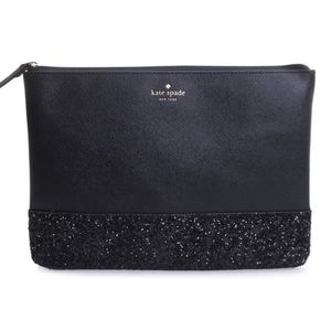 Kate spade black glitter large clutch